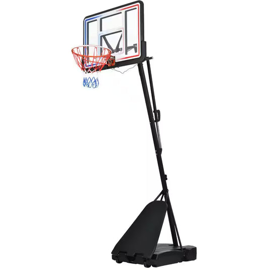 8 Ft. to 10 Ft. Black Metal Portable Basketball Hoop Height Adjustment with LED Lights