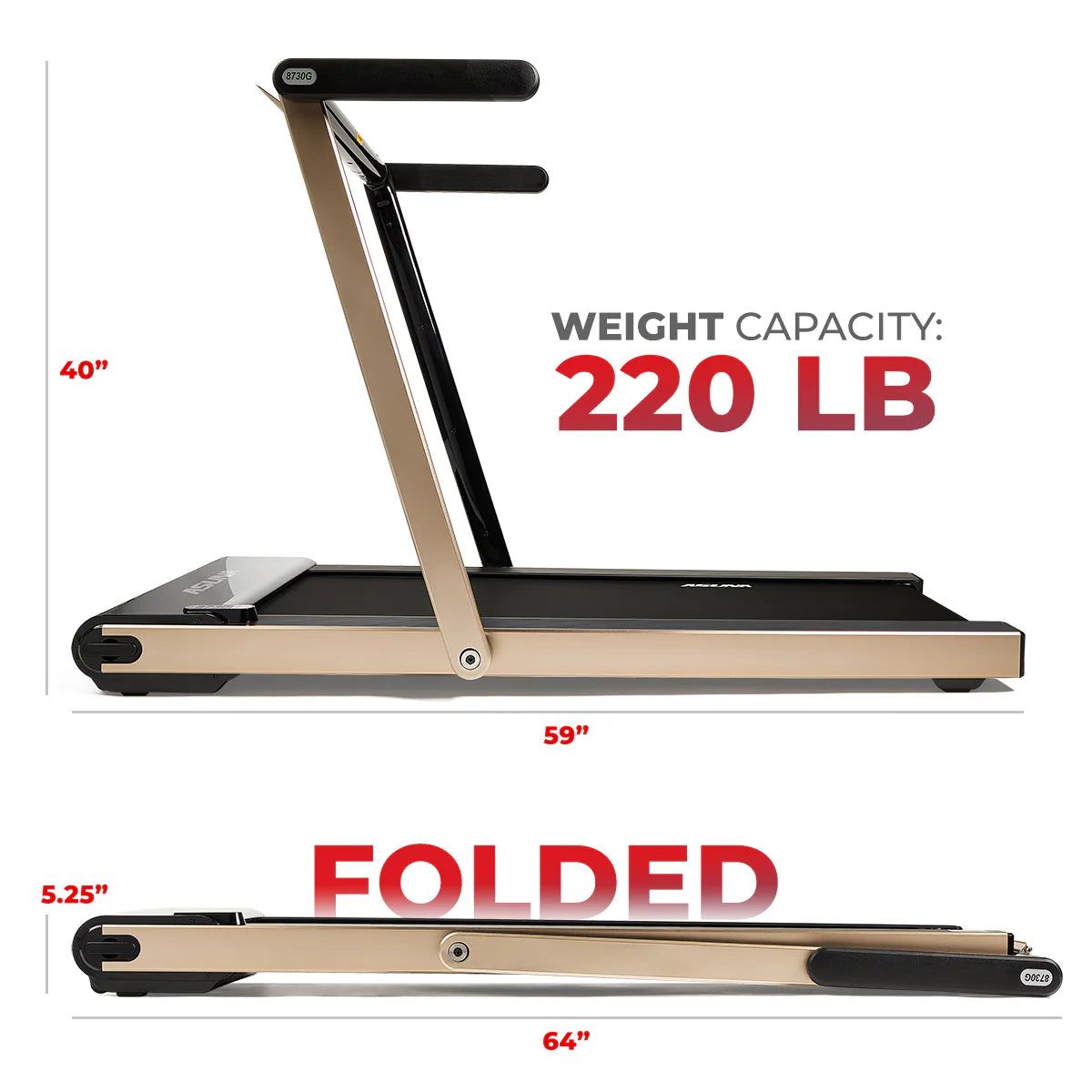 Space Saving Commercial Treadmill, Slim Motorized  W/ Speakers