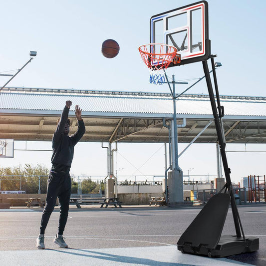 8 Ft. to 10 Ft. Black Metal Portable Basketball Hoop Height Adjustment with LED Lights