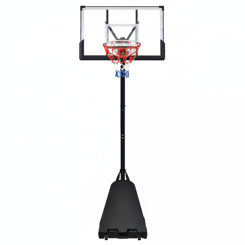 8 Ft. to 10 Ft. Black Metal Portable Basketball Hoop Height Adjustment with LED Lights