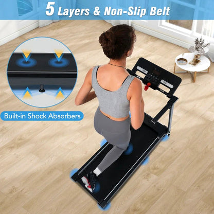 Folding Treadmills Walking Pad for Home Office, 2.5HP Treadmill with Incline Bluetooth Speaker 7.5MPH 265LBS Capacity Treadmill for Running